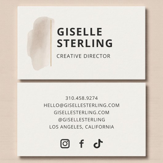 Elegant Watercolor Brushstroke Minimalist  Visitekaartje