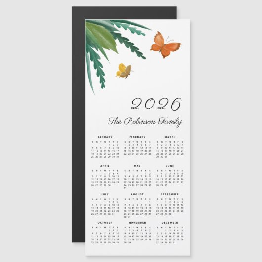 Elegant Watercolor Butterflies Cute Calendar 2026 (Voorkant / Achterkant)