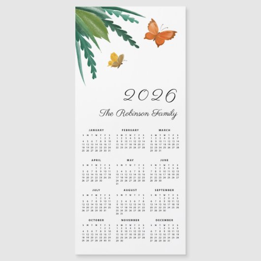 Elegant Watercolor Butterflies Cute Calendar 2026 (Voorkant)