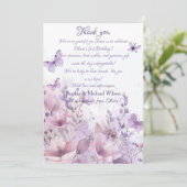 Elegant Watercolor Butterfly First Birthday Bedankkaart (Staand voorkant)