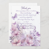 Elegant Watercolor Butterfly First Birthday Bedankkaart (Voorkant / Achterkant)