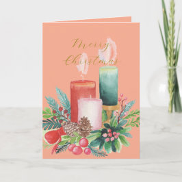 Elegant Watercolor Candlelight Christmas Card Kaart