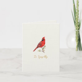 Elegant watercolor Cardinal bird Sympathy card Bedankkaart