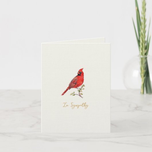 Elegant watercolor Cardinal bird Sympathy card Bedankkaart (Voorkant)