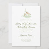 Elegant Watercolor Chapel Wedding  Kaart (Voorkant)