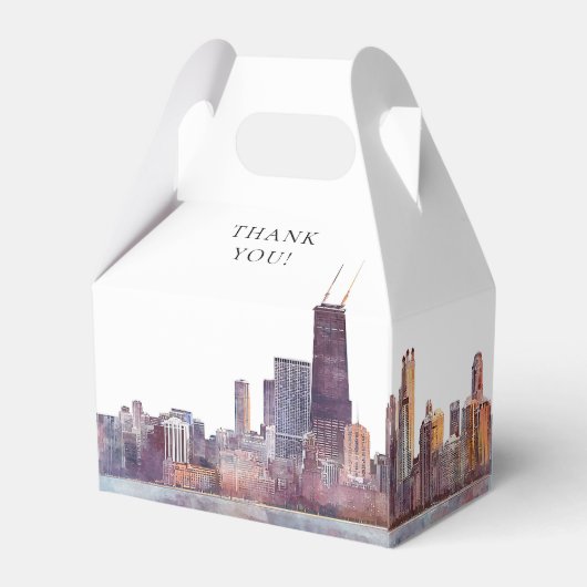 Elegant Watercolor Chicago Wedding Bedankdoosjes (Achterkant)