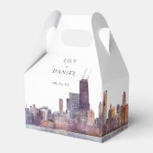 Elegant Watercolor Chicago Wedding Bedankdoosjes (Voorkant Zijde)