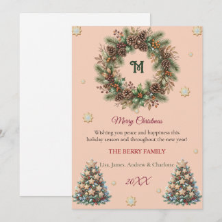 Elegant Watercolor Christmas Family Card Feestdagenkaart