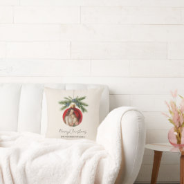 Elegant Watercolor Christmas Ornament Family Photo Kussen