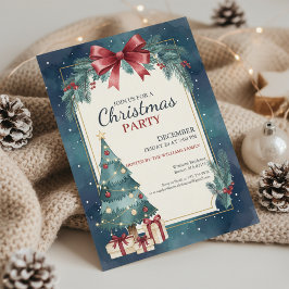 Elegant Watercolor Christmas Party Invitation Kaart