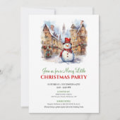 Elegant watercolor Christmas scene party invite Kaart (Voorkant)