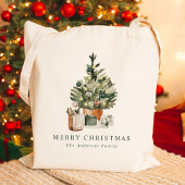 Elegant Watercolor Christmas Tree Christmas Tote Bag