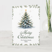 Elegant Watercolor Christmas Tree Feestdagen Kaart (Voorkant)