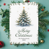 Elegant Watercolor Christmas Tree Feestdagen Kaart
