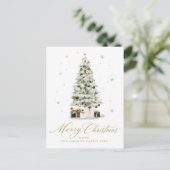 Elegant Watercolor Christmas Tree Feestdagenkaart (Staand voorkant)