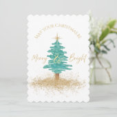 Elegant Watercolor Christmas Tree Feestdagenkaart (Staand voorkant)
