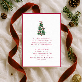 Elegant Watercolor Christmas Tree Holiday Party  Kaart