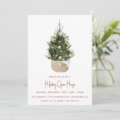 Elegant Watercolor Christmas Tree Holiday Party Kaart (Staand voorkant)