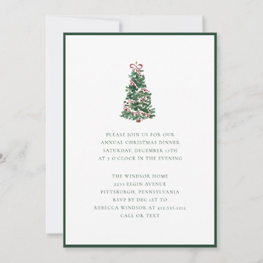 Elegant Watercolor Christmas Tree Holiday Party  Kaart (Voorkant)