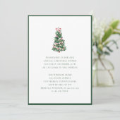 Elegant Watercolor Christmas Tree Holiday Party  Kaart (Staand voorkant)