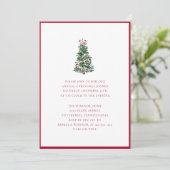 Elegant Watercolor Christmas Tree Holiday Party Kaart (Staand voorkant)