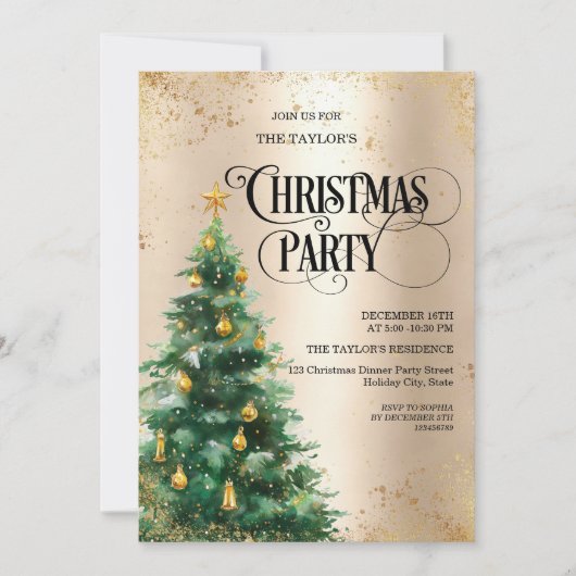 Elegant Watercolor Christmas Tree Kaart (Voorkant)