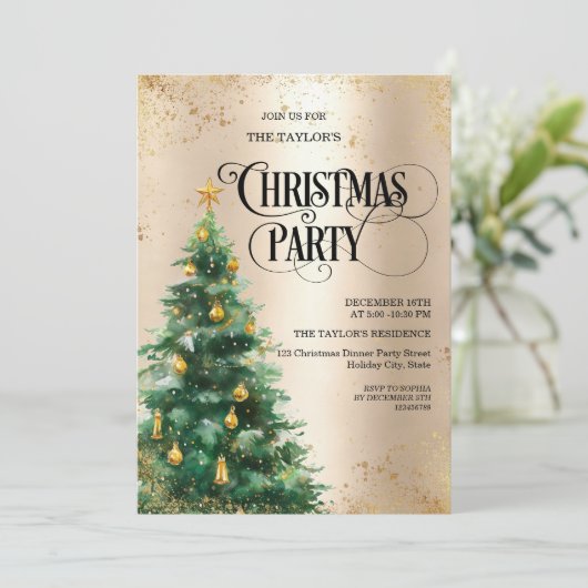 Elegant Watercolor Christmas Tree Kaart (Staand voorkant)