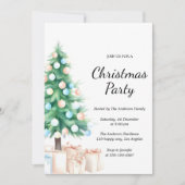 Elegant Watercolor Christmas Tree Party Invitation Kaart (Voorkant)