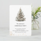 Elegant Watercolor Christmas Tree Party Kaart (Staand voorkant)