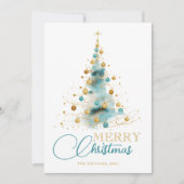 Elegant Watercolor Christmas Tree Photo Feestdagenkaart (Voorkant)