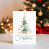 Elegant Watercolor Christmas Tree Photo Feestdagenkaart