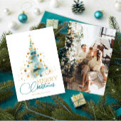 Elegant Watercolor Christmas Tree Photo Feestdagenkaart