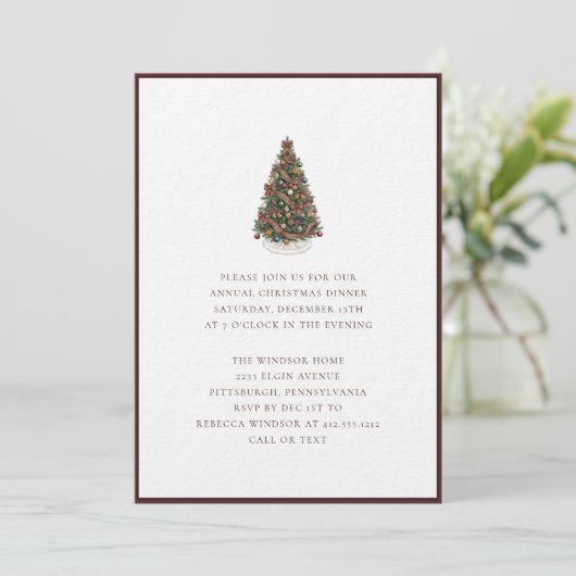 Elegant Watercolor Christmas Tree Plaid  Kaart (Staand voorkant)