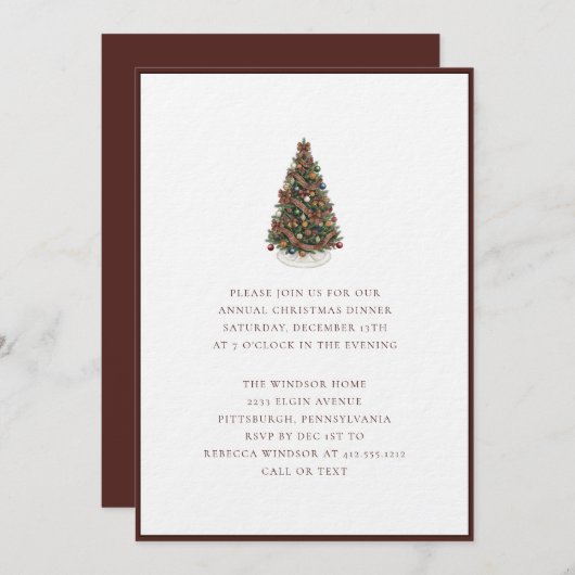 Elegant Watercolor Christmas Tree Plaid  Kaart (Voorkant / Achterkant)