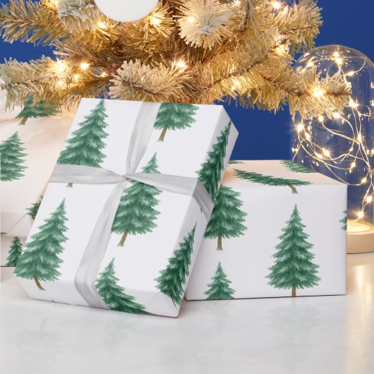 Elegant Watercolor Christmas Tree Wrapping Paper Cadeaupapier (Feestdagen)
