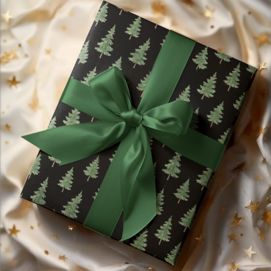 Elegant Watercolor Christmas Tree Wrapping Paper Cadeaupapier