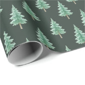 Elegant Watercolor Christmas Tree Wrapping Paper Cadeaupapier (Rol Hoek)