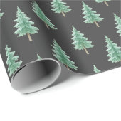 Elegant Watercolor Christmas Tree Wrapping Paper Cadeaupapier (Rol Hoek)