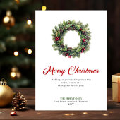 Elegant Watercolor Christmas Wreath Greeting Card Feestdagenkaart