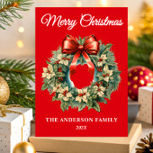 Elegant Watercolor Christmas Wreath Non-Photo Feestdagenkaart