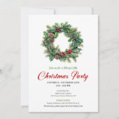 Elegant Watercolor Christmas Wreath Party Invite Kaart (Voorkant)