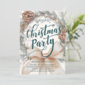 Elegant Watercolor Christmas Wreath Party Kaart (Staand voorkant)