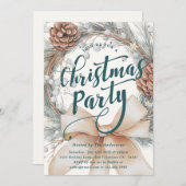 Elegant Watercolor Christmas Wreath Party Kaart (Voorkant / Achterkant)