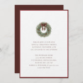Elegant Watercolor Christmas Wreath Plaid Bow  Kaart (Voorkant / Achterkant)
