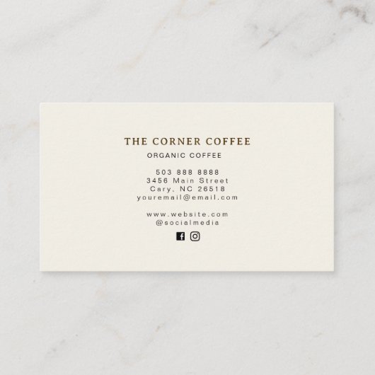 Elegant watercolor Coffee shop  Visitekaartje (Achterkant)