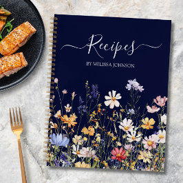Elegant Watercolor Colorful Wildflower Recipe Book Notitieboek