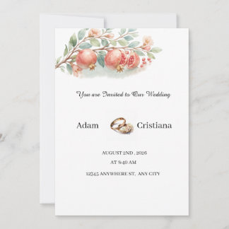 Elegant Watercolor Couple Wedding Invitation Kaart