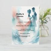 Elegant Watercolor Dancing Couple Wedding Invitati Kaart (Staand voorkant)
