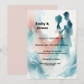Elegant Watercolor Dancing Couple Wedding Invitati Kaart (Voorkant / Achterkant)