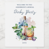 Elegant watercolor Derby-feest Wijn Etiket (Enkel label)